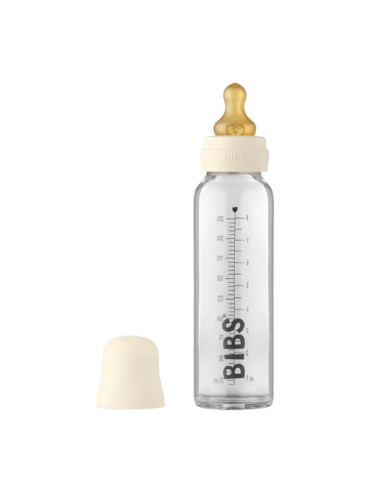 BIBS Glass Baby Bottle 240ml Medium Flow - Ivory