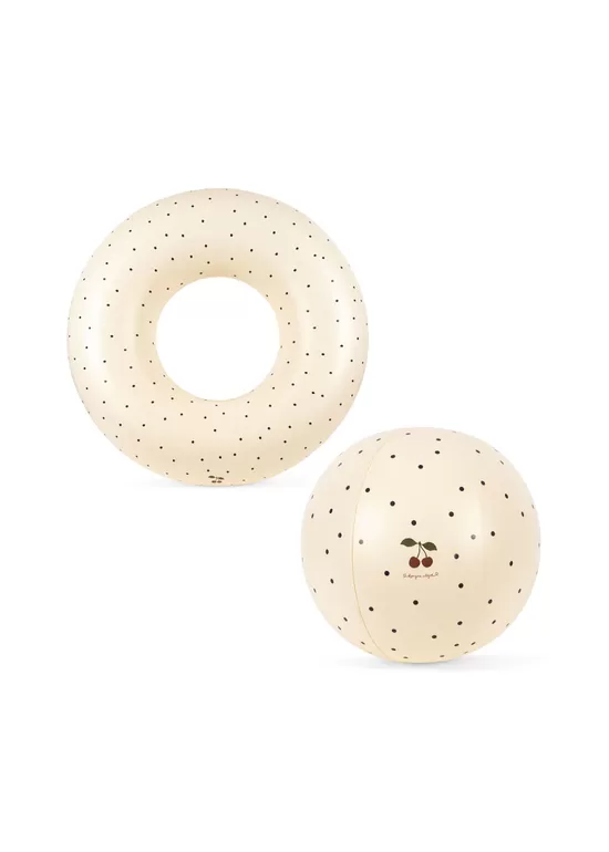 Konges Slojd Swim Ring And Beach Ball Set - Navy Dot
