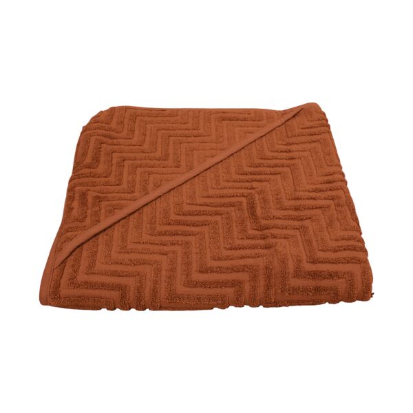 Bath towel with hood GOTS - Zigzag rust